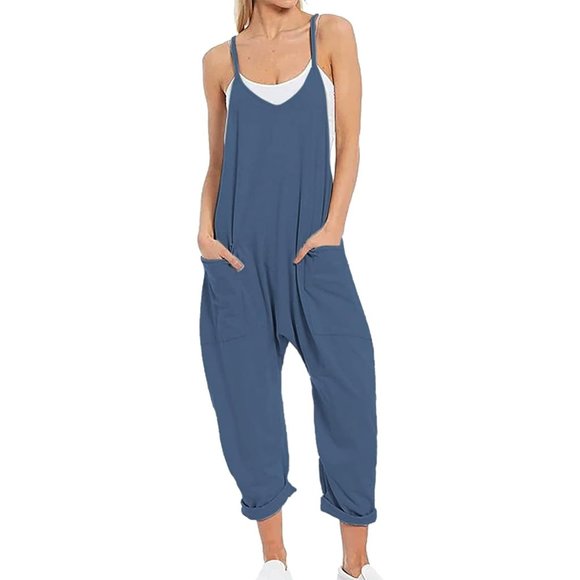 Women's Casual Sleeveless Jumpsuits Adjustable Spaghetti Straps Fashion Overall - Picture 1 of 3